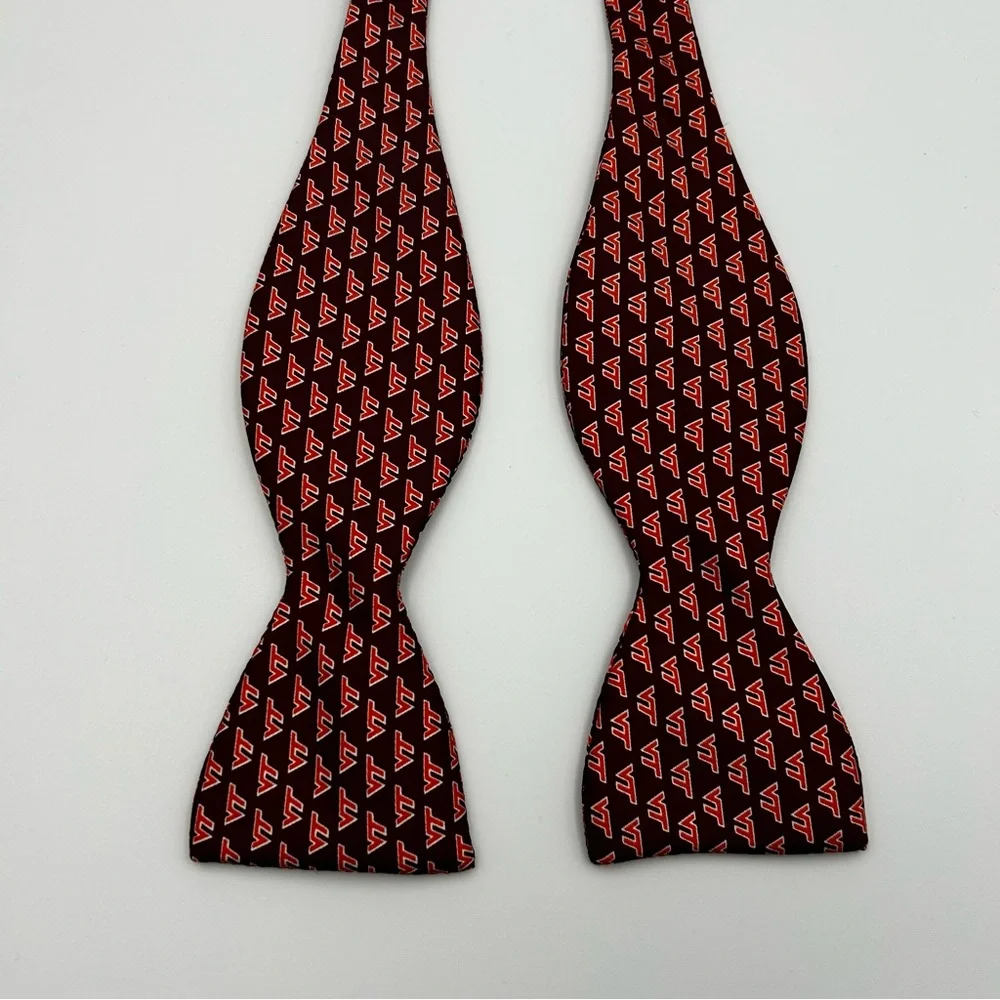 Virginia Tech 100% Silk Bow Tie Hokies VT Logo College Self-Tie Rivetz of Boston